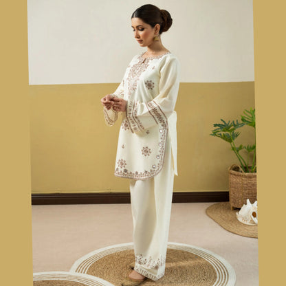 UA-260 Embroidered Cambric Cotton 2 Pc Co-Ord Set with Farshi Shalwar by Umnaa