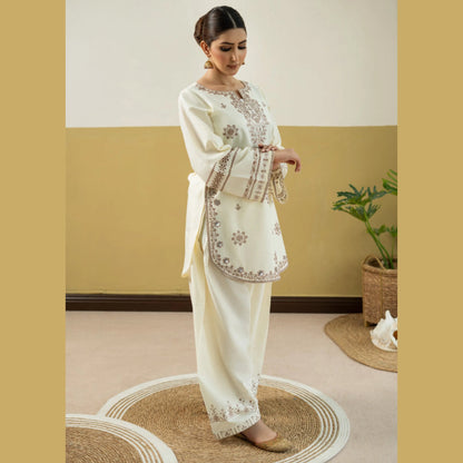 UA-260 Embroidered Cambric Cotton 2 Pc Co-Ord Set with Farshi Shalwar by Umnaa