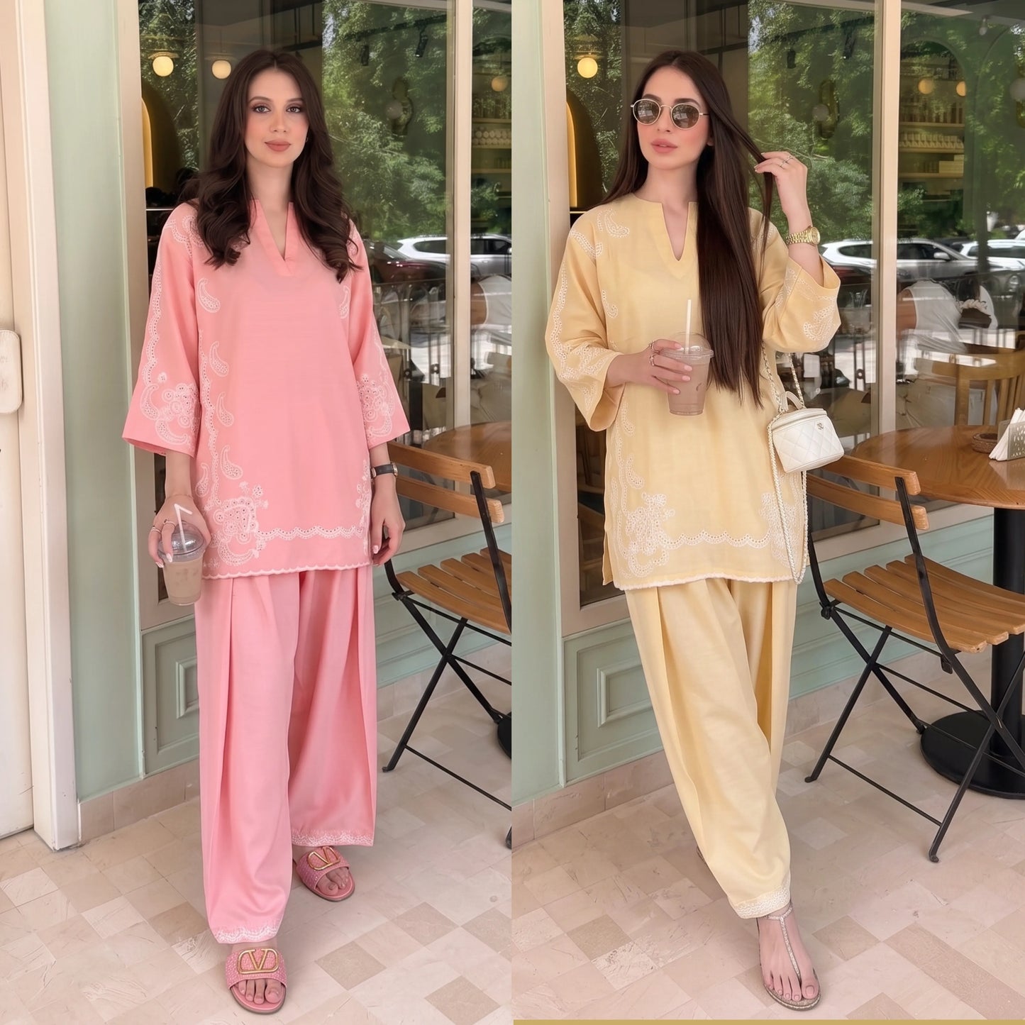 UA-261 Embroidered Cambric Cotton 2 Pc Co-Ord Set with Farshi Shalwar by Umnaa