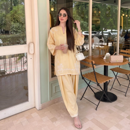 UA-261 Embroidered Cambric Cotton 2 Pc Co-Ord Set with Farshi Shalwar by Umnaa