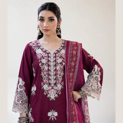 UA-268 Embroidered Cambric Cotton 3 Piece Collection by Umnaa