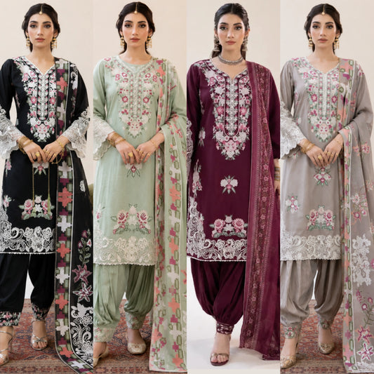 UA-268 Embroidered Cambric Cotton 3 Piece Collection by Umnaa