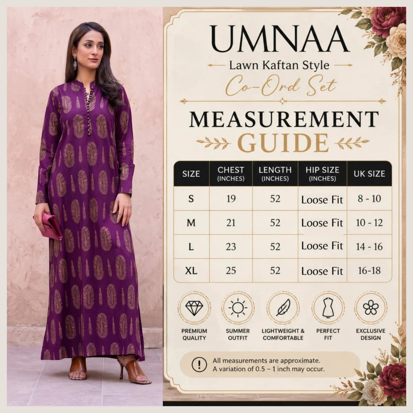 RA-38 Printed Lawn Long Kaftan Style 2 Piece Collection | Raniya.h