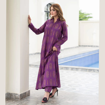 RA-38 Printed Lawn Long Kaftan Style 2 Piece Collection | Raniya.h
