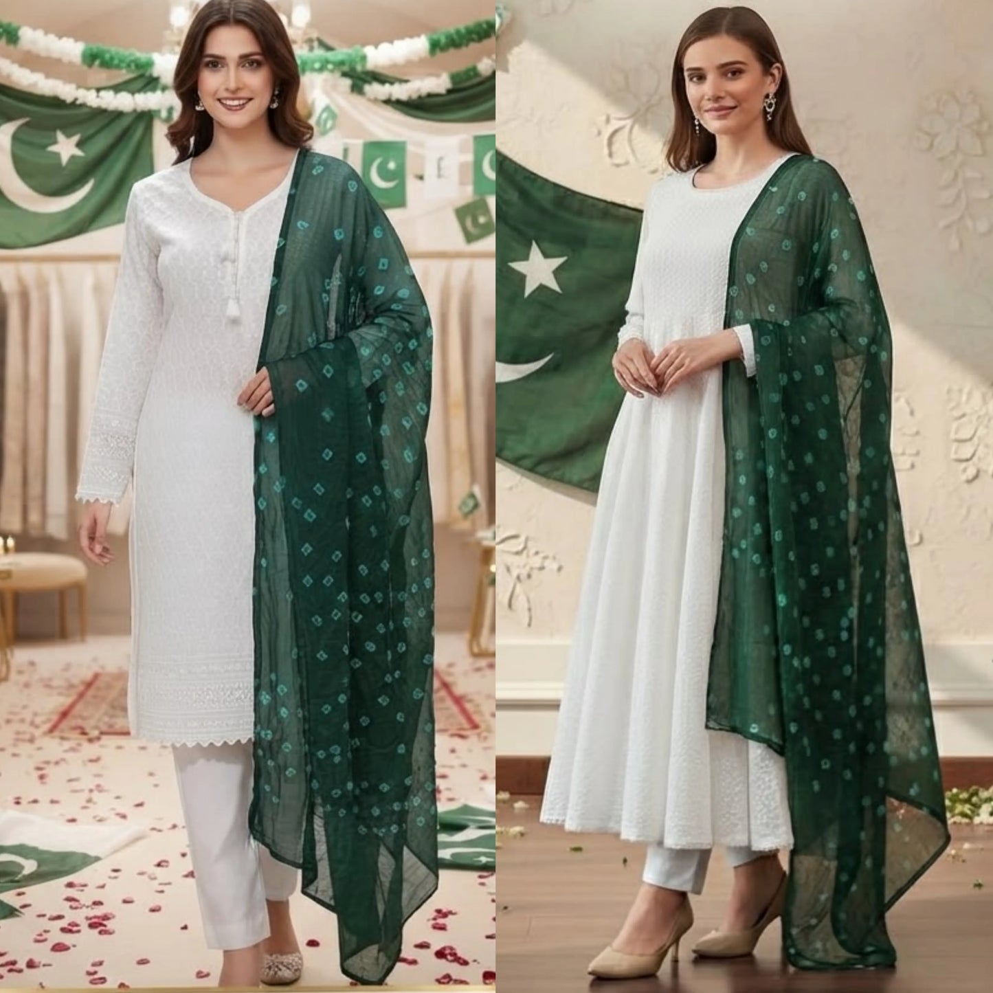 UA-278 Chikankari Linen Independence day Pakistani Dress