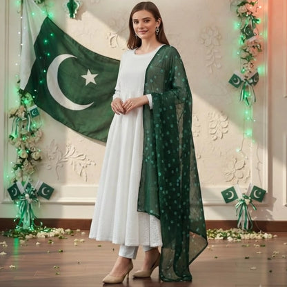 UA-278 Chikankari Linen Independence day Pakistani Dress