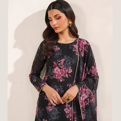 UA-279 Printed Chiffon Georgette with Sharara Collection 3 Pc  | Umnaa