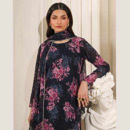 UA-279 Printed Chiffon Georgette with Sharara Collection 3 Pc  | Umnaa