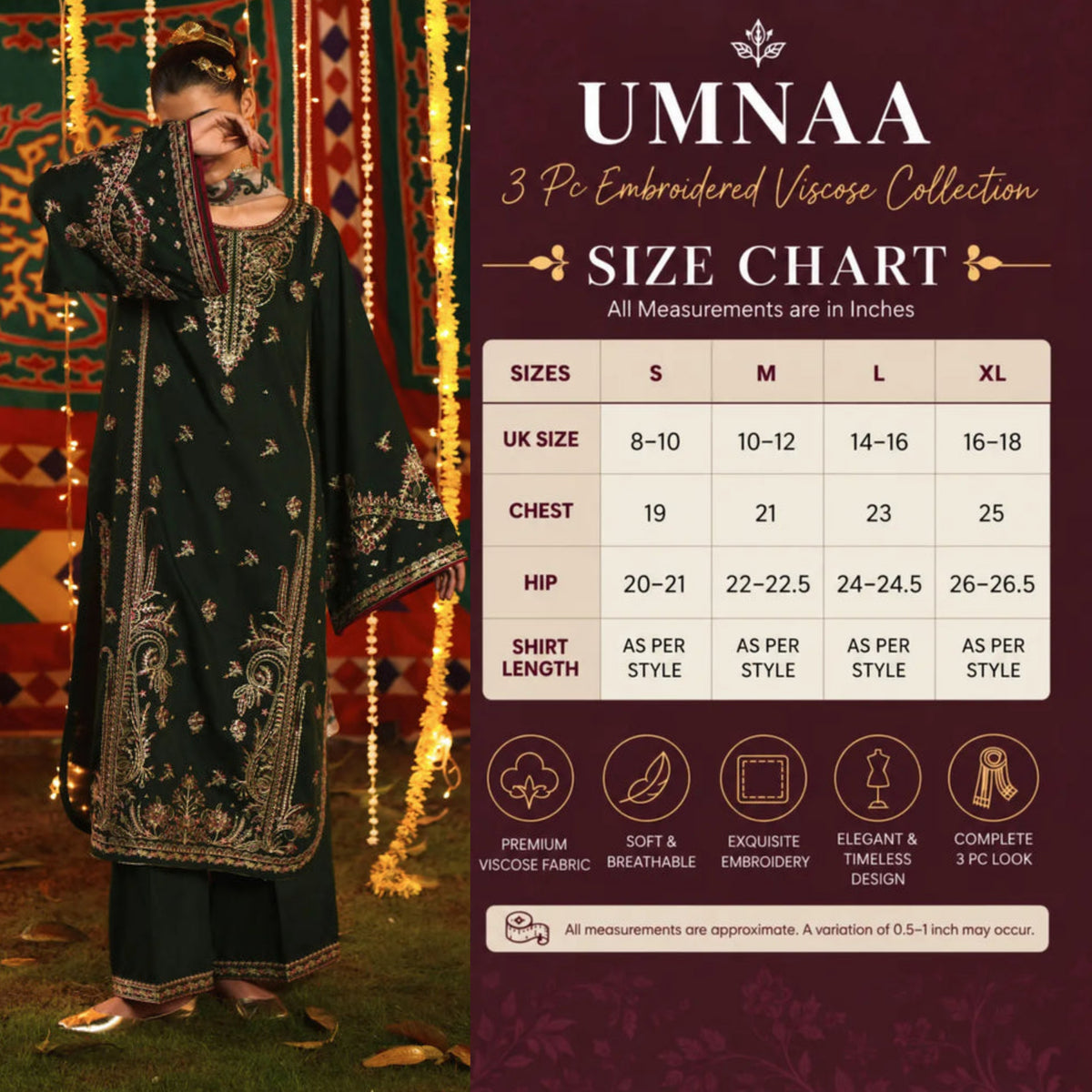 UCA-52 "Chand Bali" Luxury Viscose 3 Pc | Casuallite