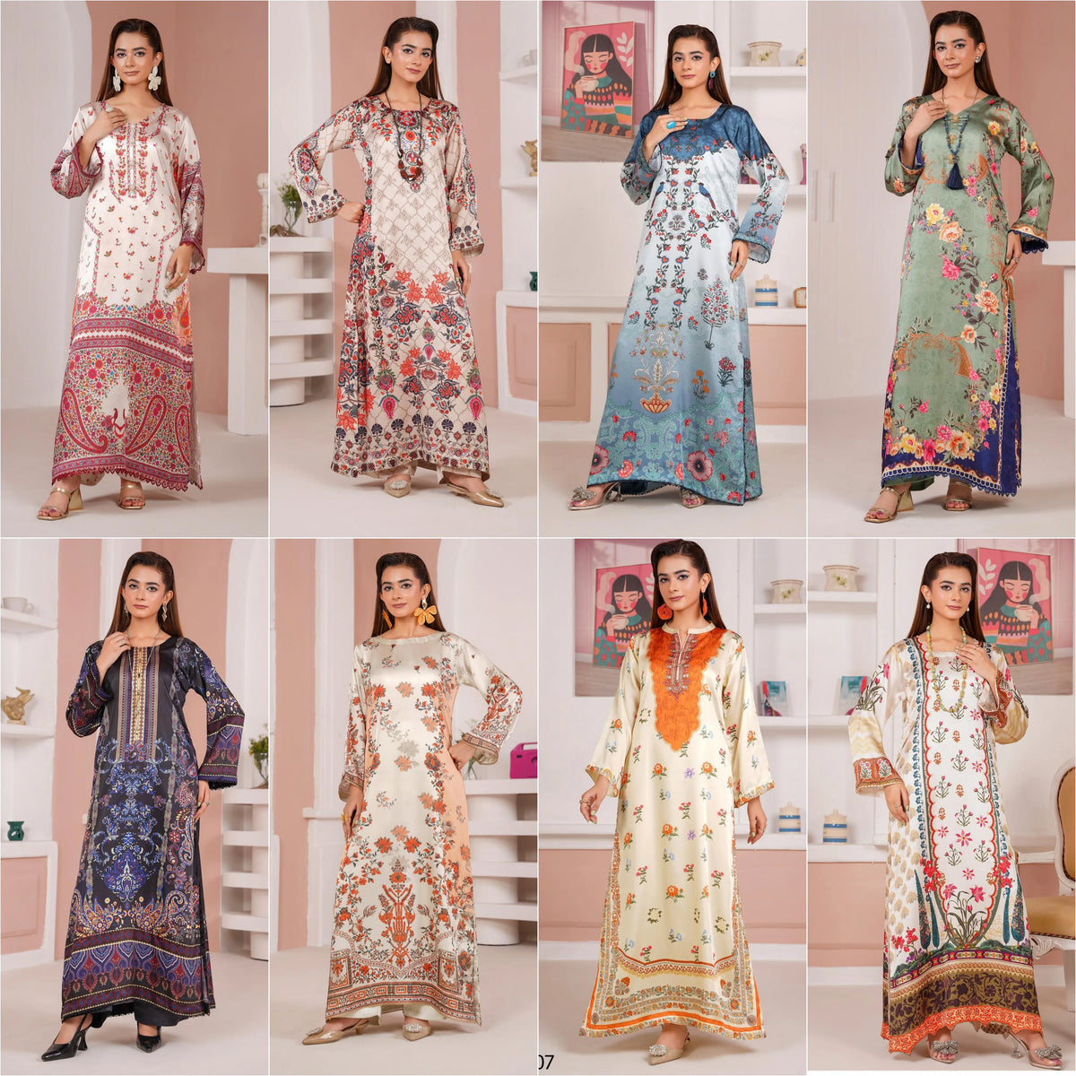 UA-312 Printed Shamooz Silk Printed Kaftan Style Co-Ord Set| Umnaa