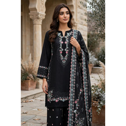 UA-321 Embroidered Dhanak 3 Pc Dress | Umnaa