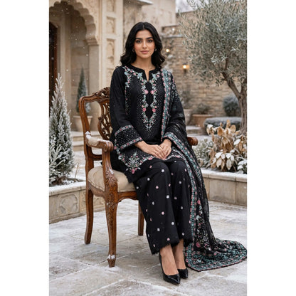UA-321 Embroidered Dhanak 3 Pc Dress | Umnaa