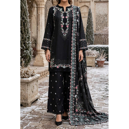 UA-321 Embroidered Dhanak 3 Pc Dress | Umnaa