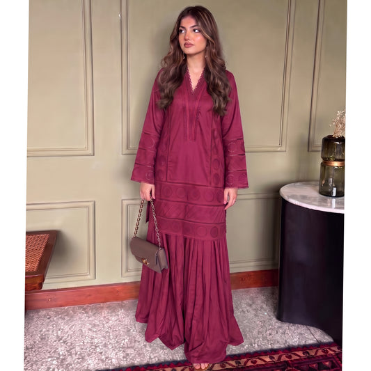 RA-41 Linen Chikankari 2 Piece Sharara | Raniya.h
