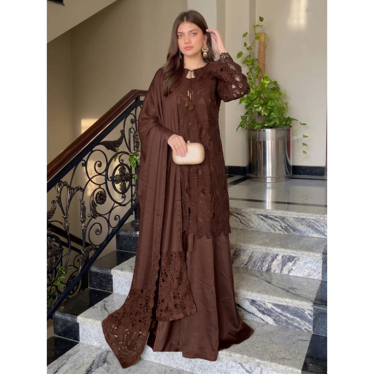 UA-290 Qureshia Silk Sharara 3 Pc | Umnaa