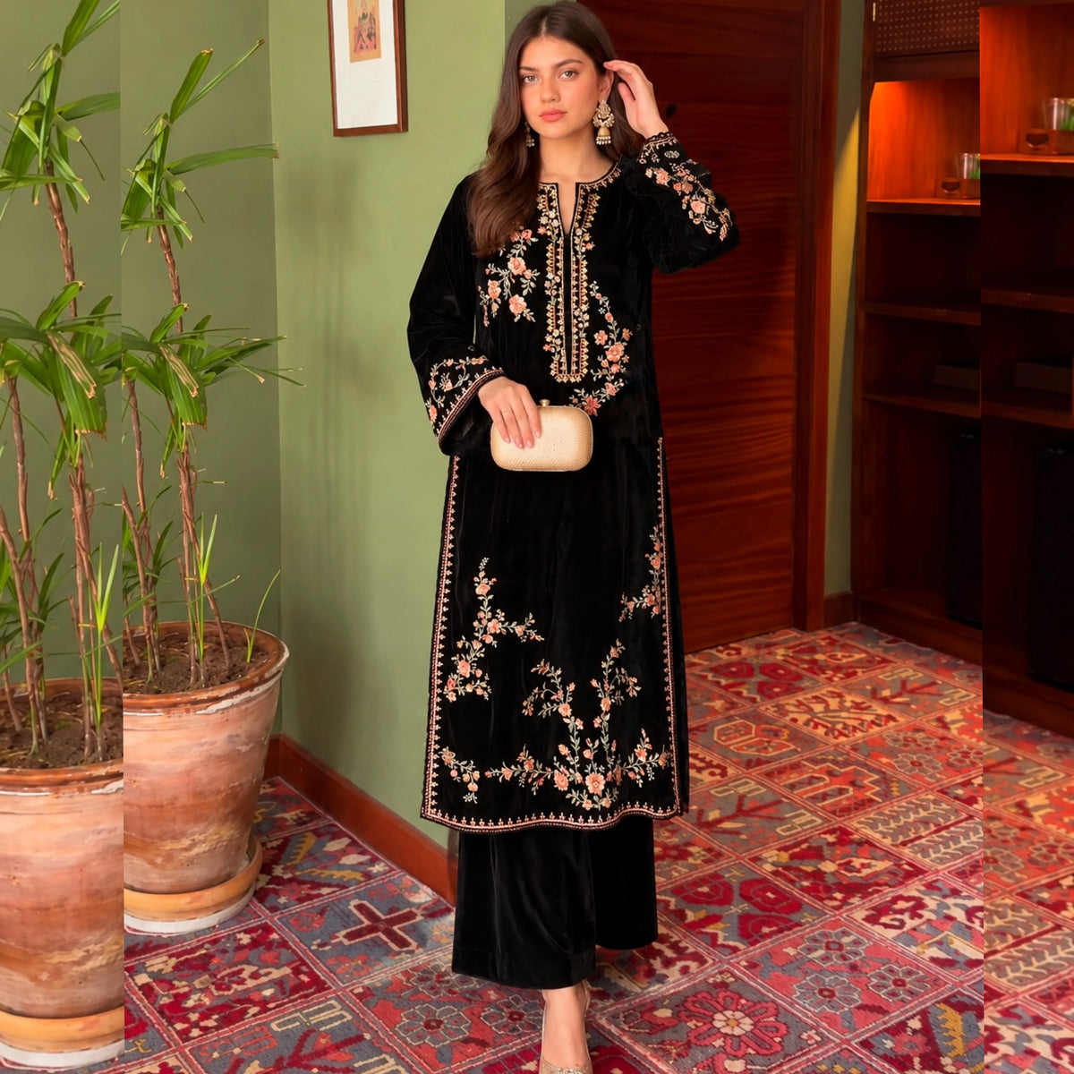 UA-328 Luxury Velvet Co-Ord 2 Pc Collection | Umnaa