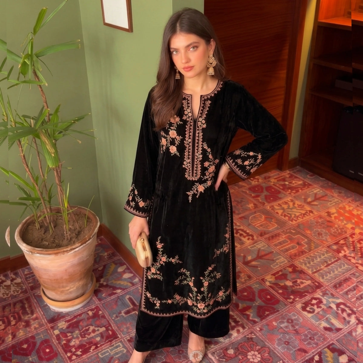 UA-328 Luxury Velvet Co-Ord 2 Pc Collection | Umnaa