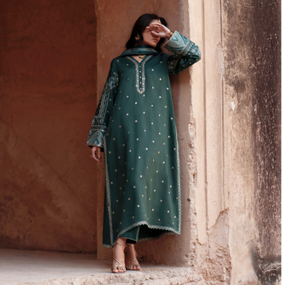 UCA-34 "ISHQIA" Festive Drop Embroidered Viscose Collection by Casuallite