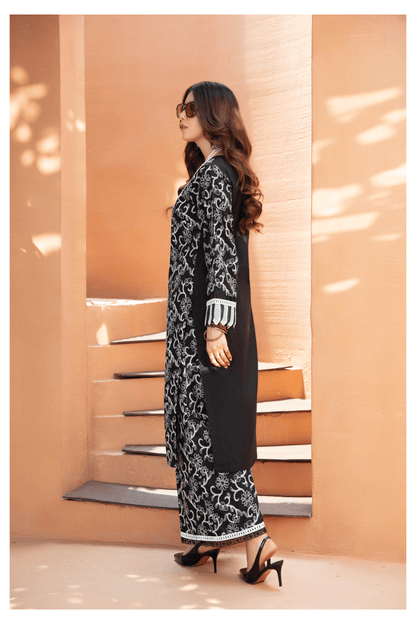 (Monochrome) 2 Piece Embroidered Lawn Outfit - Simrans