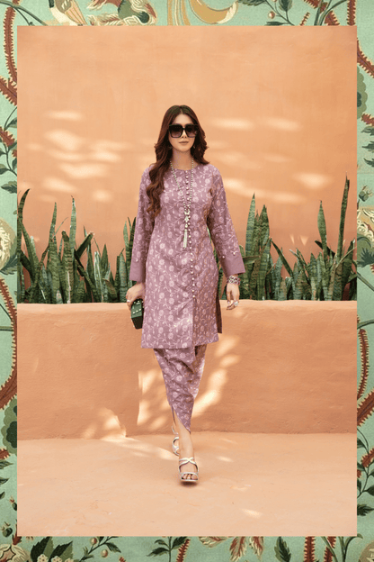 (Rose Brown) 2 Piece Embroidered Lawn Outfit - Simrans