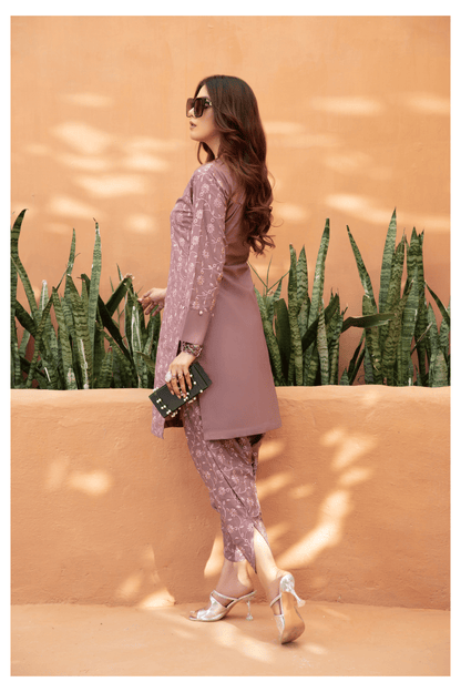 (Rose Brown) 2 Piece Embroidered Lawn Outfit - Simrans