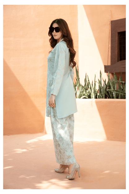 (Light Green) 2 Piece Embroidered Lawn Outfit - Simrans