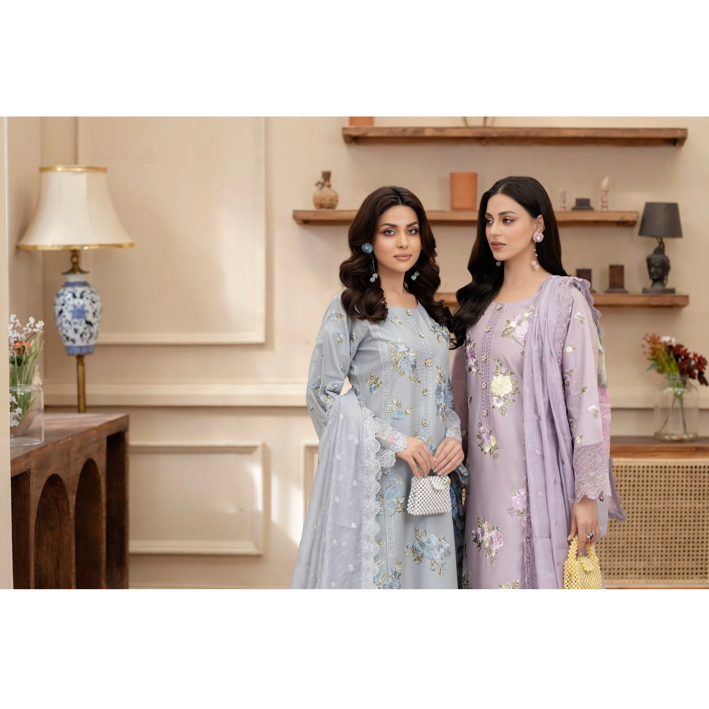 KC-1438 Embroidered Cambric Cotton Dress Ready to Wear 3 Pc - Karma Collection
