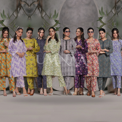 2 Pc Ready to wear Printed Lawn Co-Ords Dress - Saphron