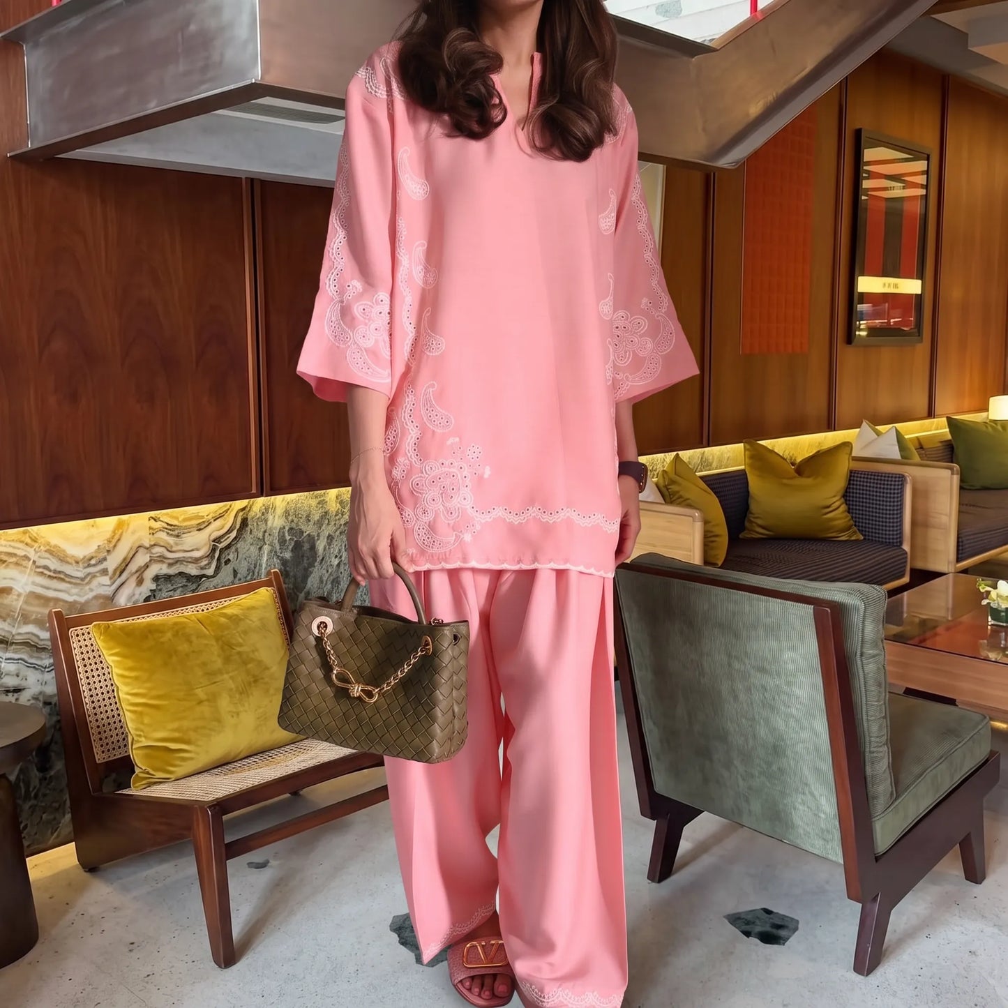 UA-261 Embroidered Cambric Cotton 2 Pc Co-Ord Set with Farshi Shalwar by Umnaa