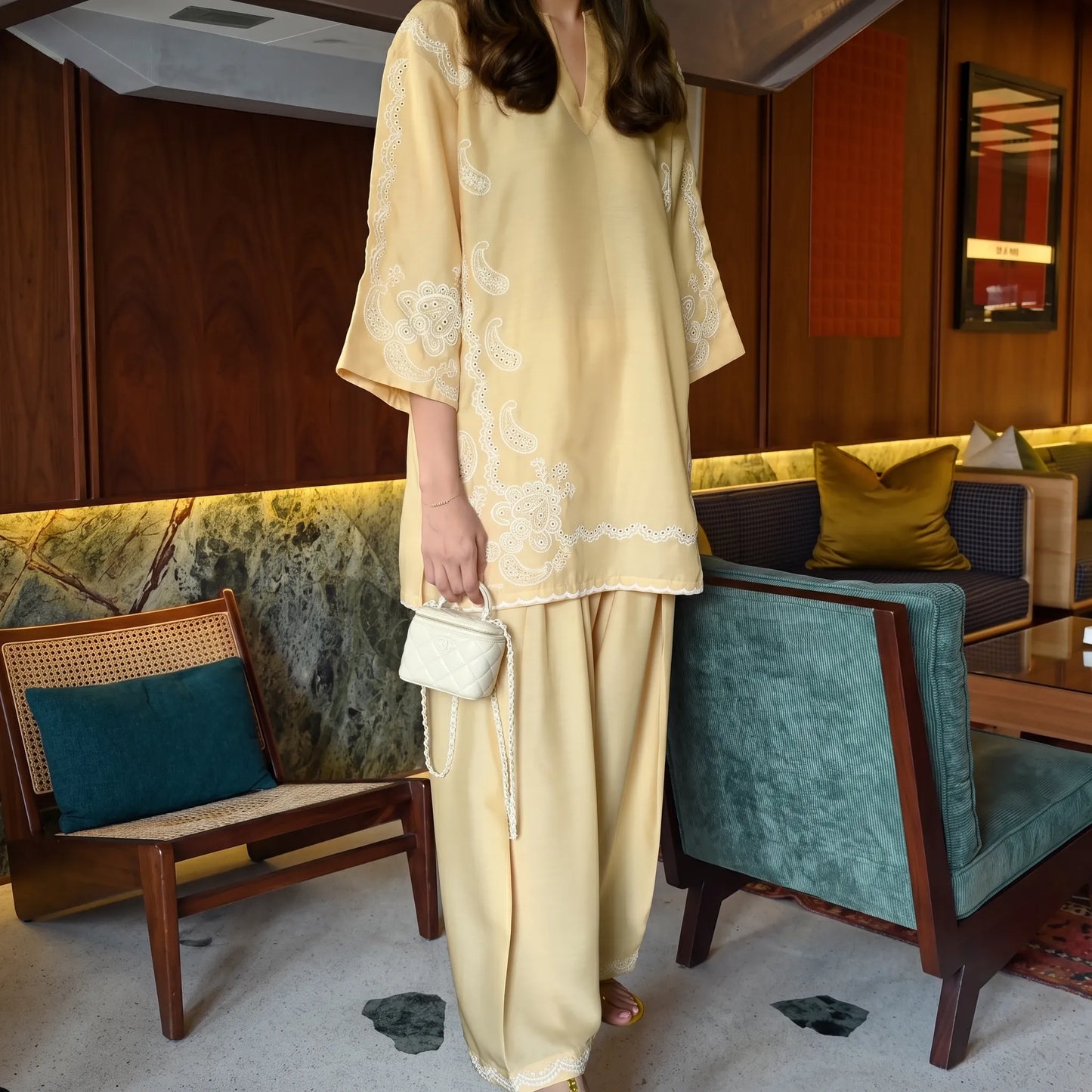 UA-261 Embroidered Cambric Cotton 2 Pc Co-Ord Set with Farshi Shalwar by Umnaa