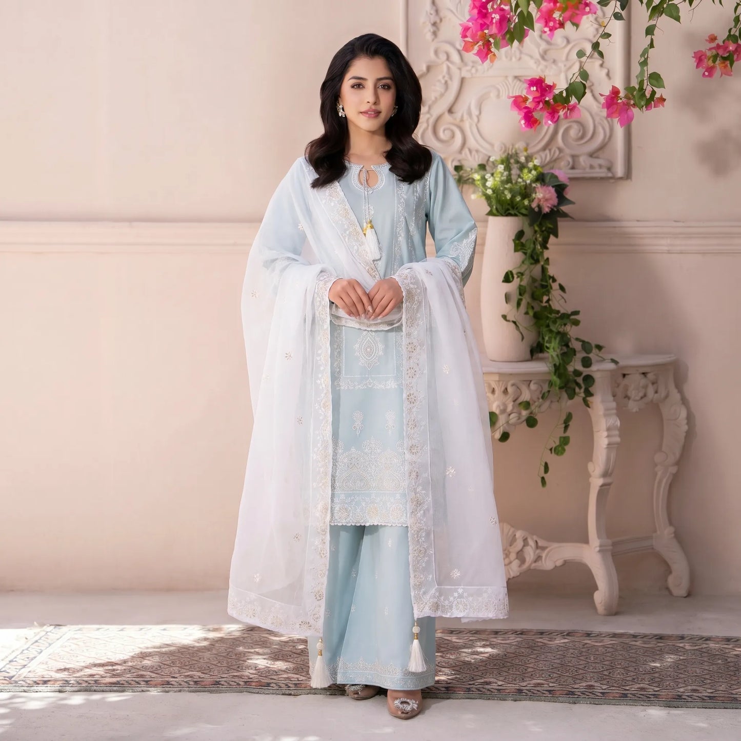 UA-206 Embroidered Festive Cotton dress by Umnaa | Ready to Wear Pakistani Asian clothes