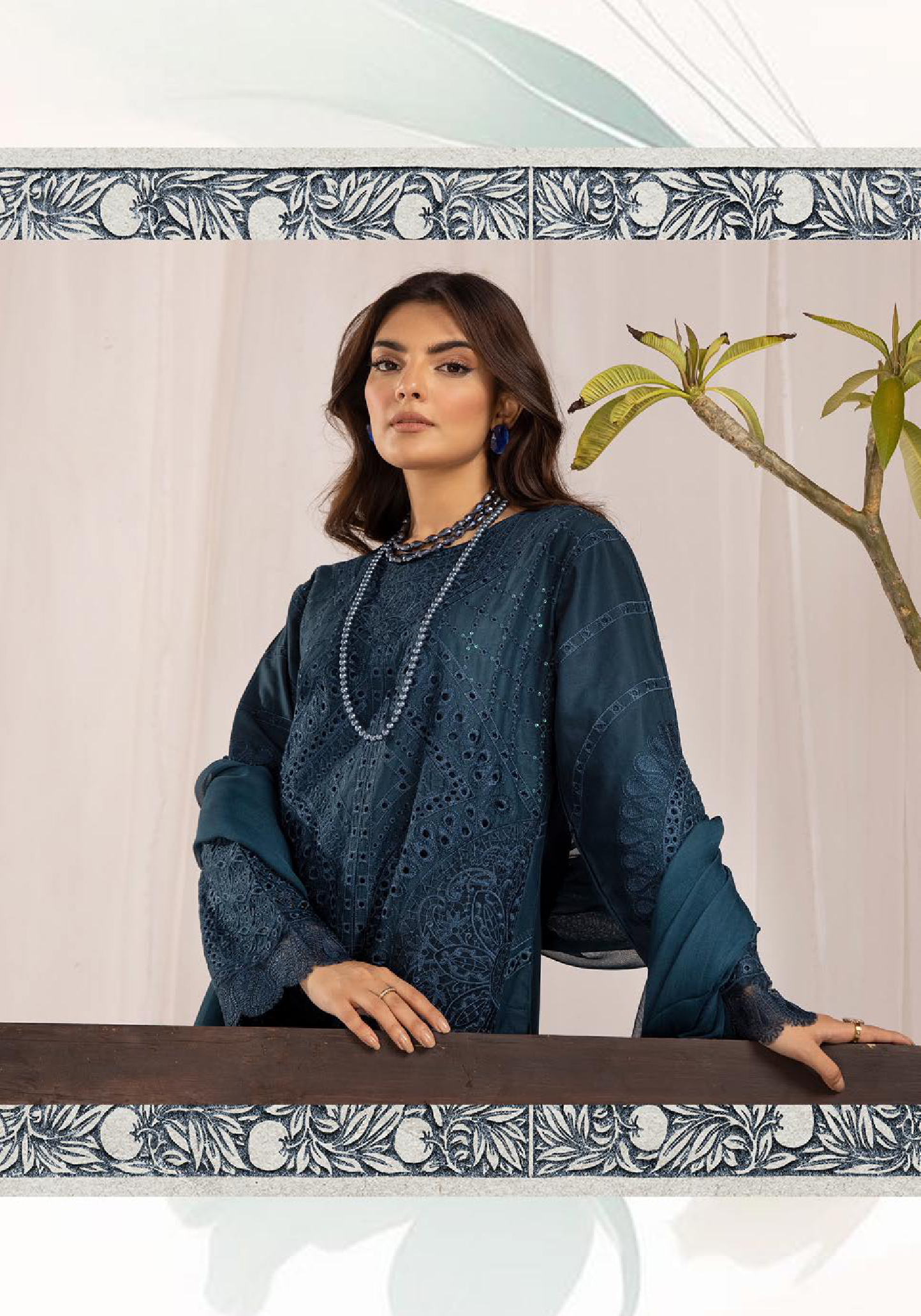 (Blue) 3 Pc Luxury Chikankari Lawn Dress-Simrans