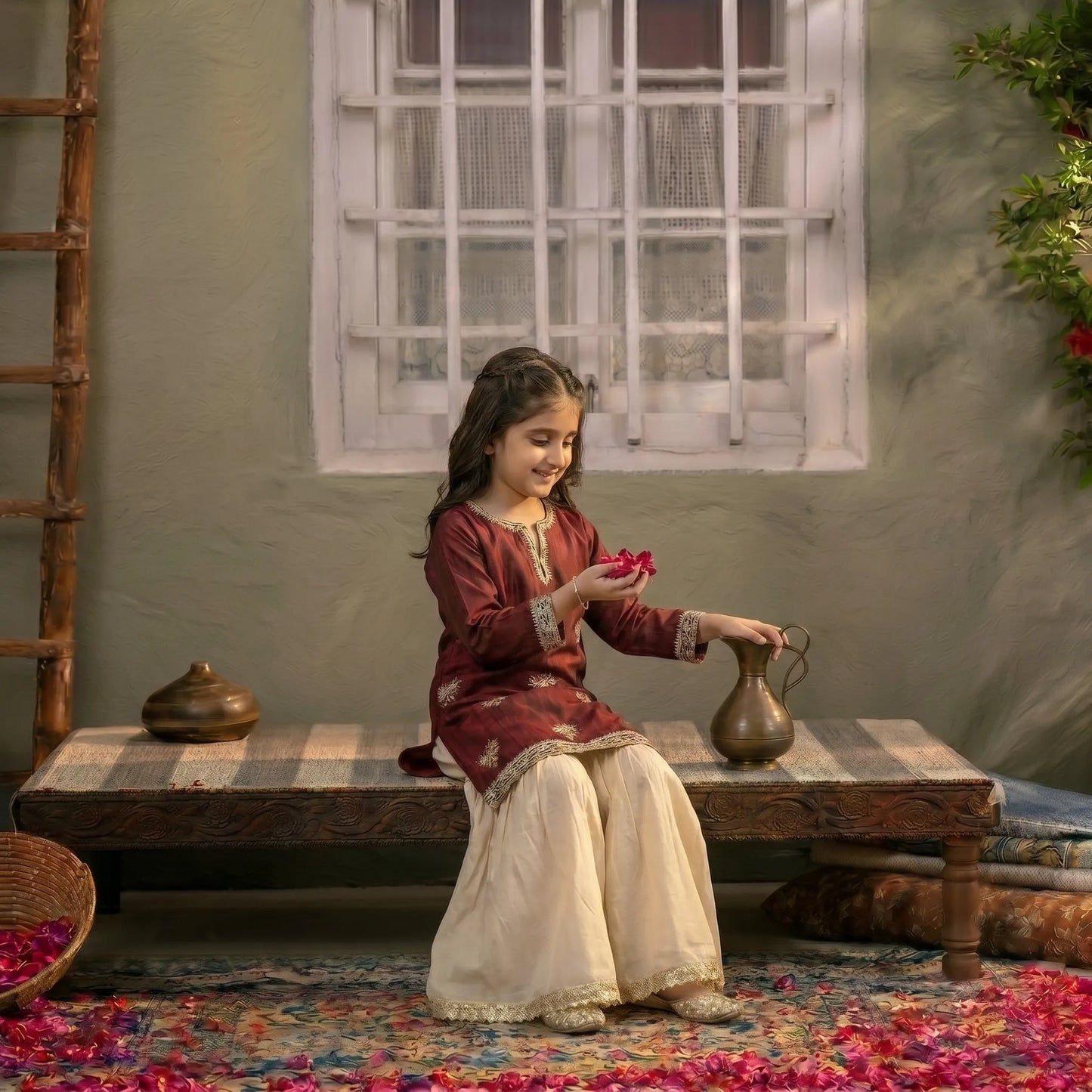 USP-06 mother Daughter Embroidered Cotton sharara collection by Sha Posh | Ready to Wear Pakistani designer Clothing