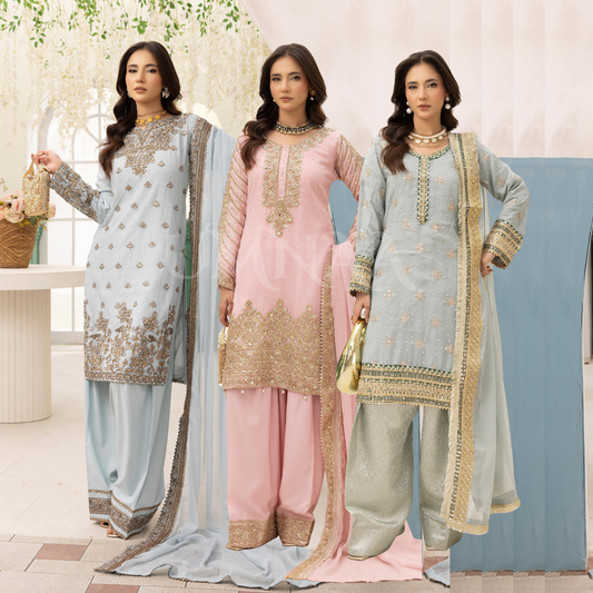 UMS-27 "NIDA LUX SHIFFON"  Luxury Chiffon with Farshi Shalwar Collection  | Ready to Wear | Simrans