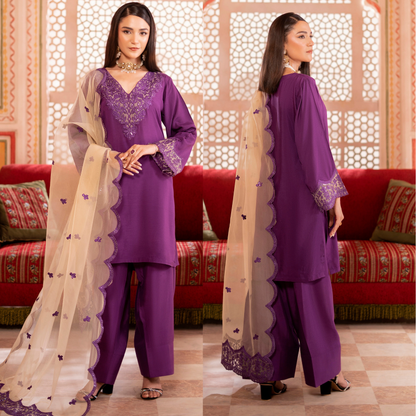 RA-19 Luxury Raw Silk Embroidered Farshi Shalwar Collection |Ready to Wear | Raniya.h