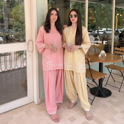UA-261 Embroidered Cambric Cotton 2 Pc Co-Ord Set with Farshi Shalwar by Umnaa