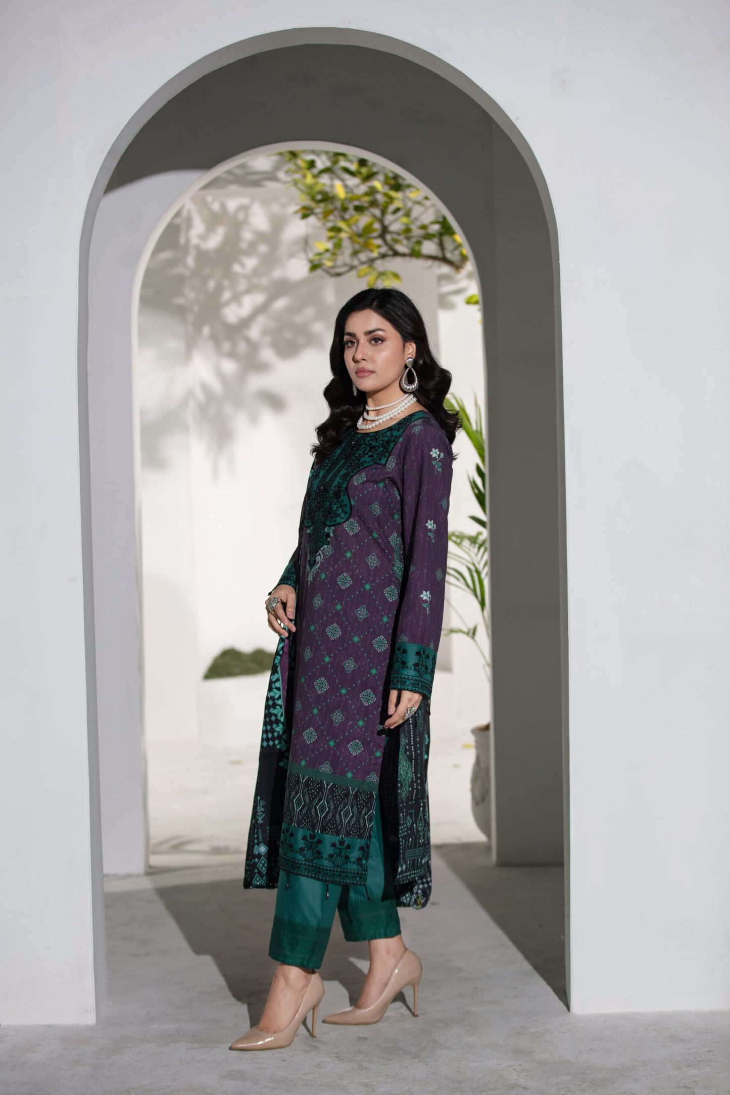 (DIGITAL AUTUMN) 3 Pc Embroidered Cambric Cotton Suit-Heera's