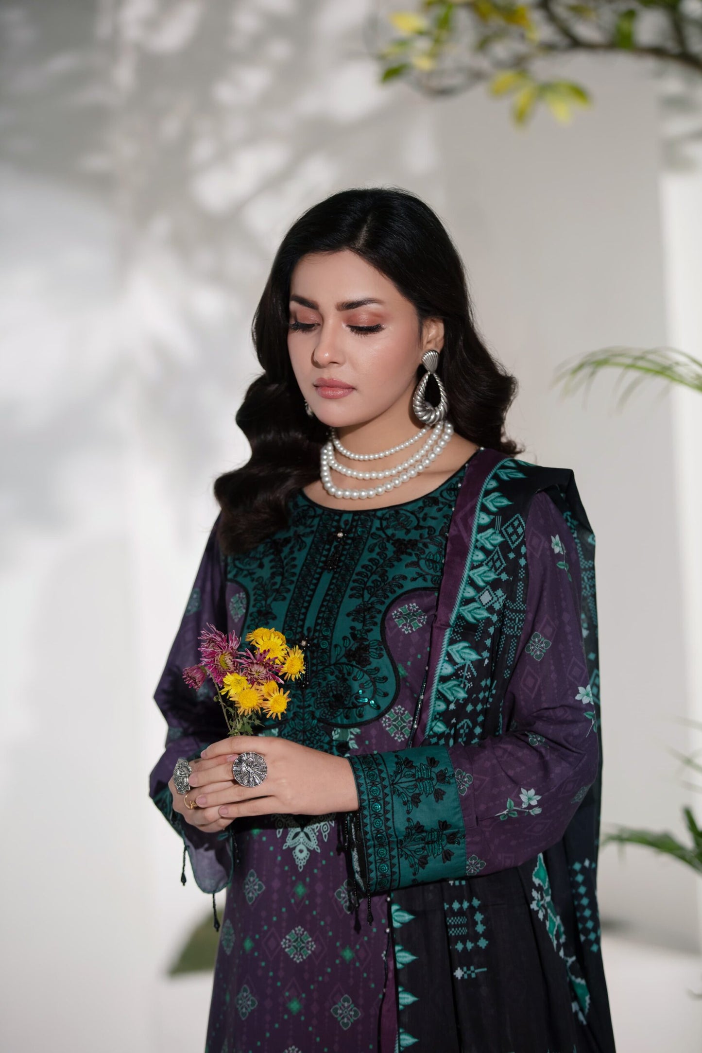 (DIGITAL AUTUMN) 3 Pc Embroidered Cambric Cotton Suit-Heera's