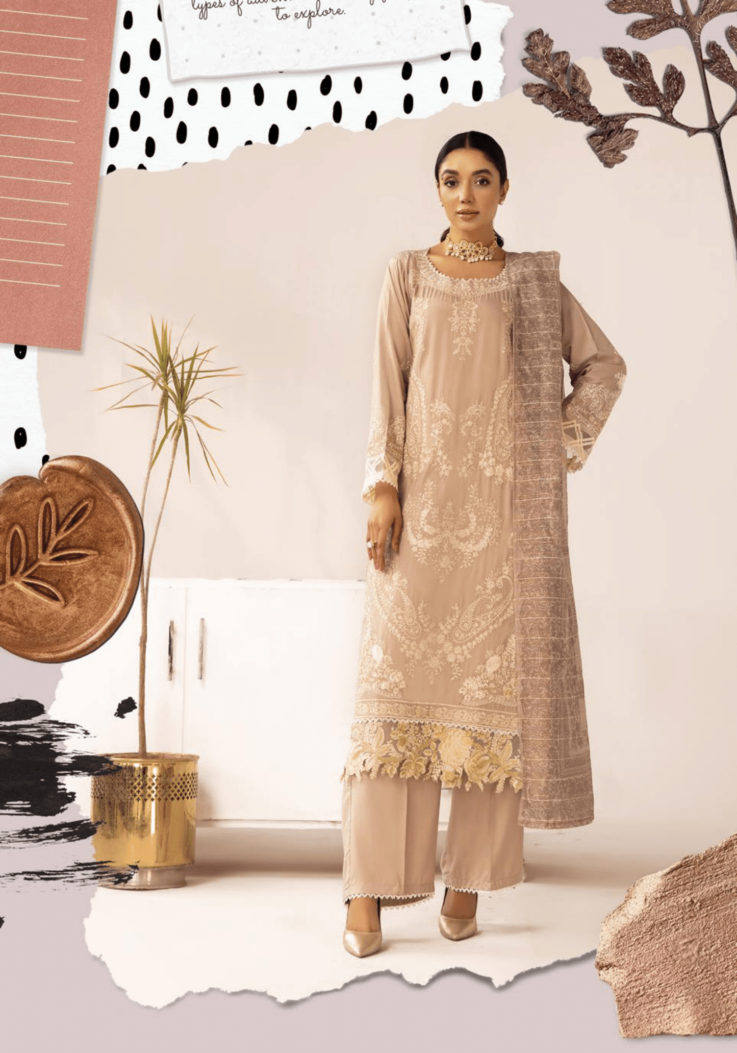 3 Piece Embroidered linen Collection - Simrans