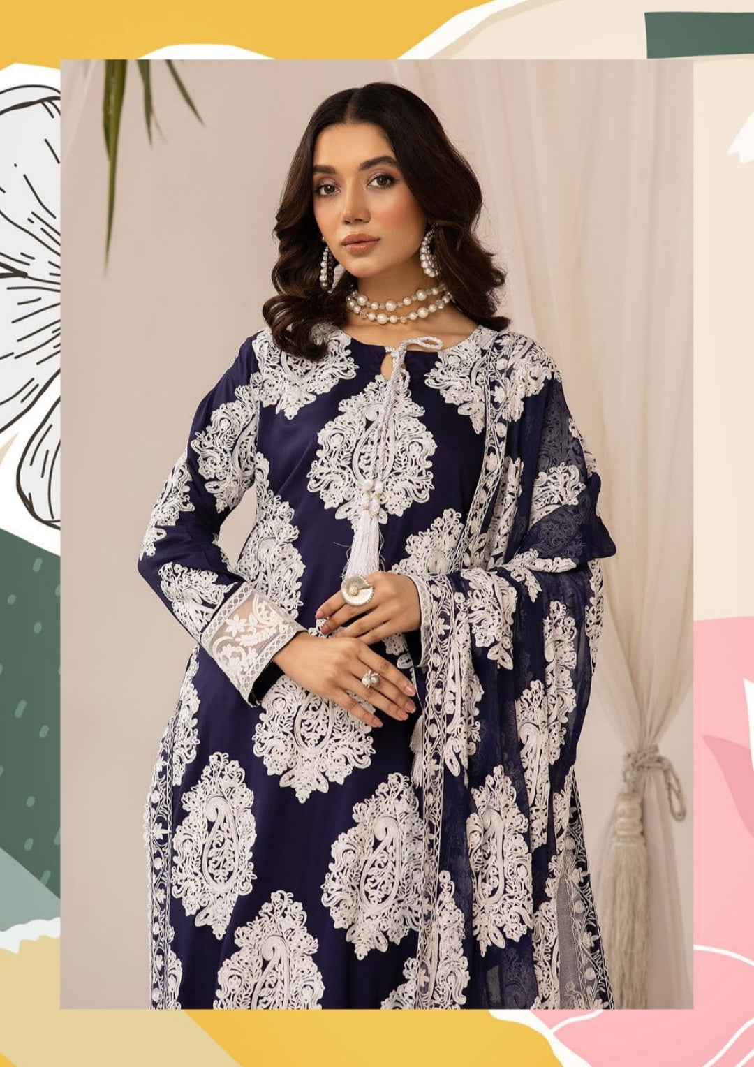 Mother & Daughter 3 PIECE EMBROIDERED LINEN COLLECTION BY SIMRANS