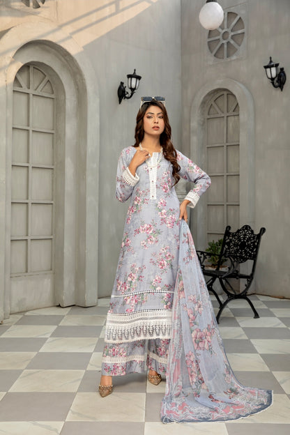 SHZ03 Sehar Viscose Linen  3 Piece Suit | Simrans