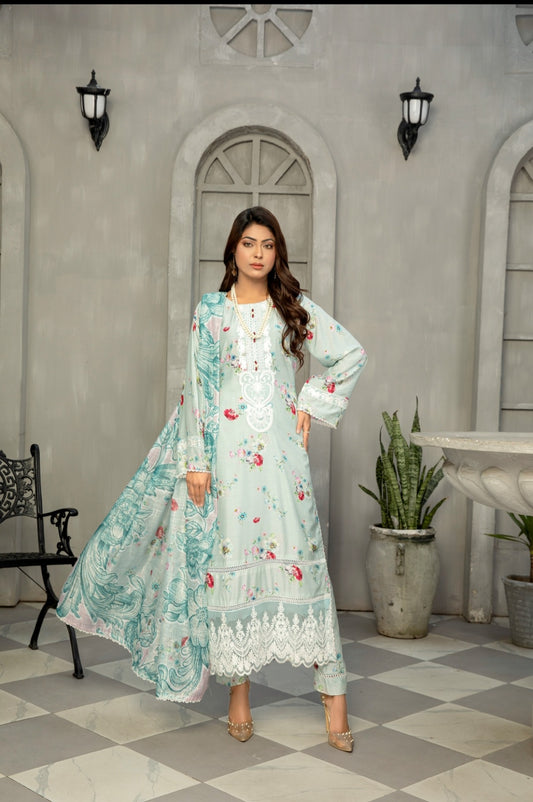 SHZ04 Sehar Viscose Linen  3 Piece Suit | Simrans