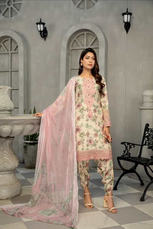 SHZ06 Sehar Viscose Linen  3 Piece Suit | Simrans
