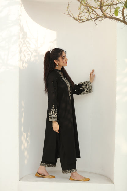 2 Pc Ready to wear Embroidered Cotton Outfit - Umnaa