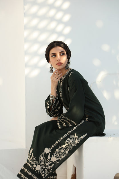 2 Pc Ready to wear Embroidered Cotton Outfit - Umnaa