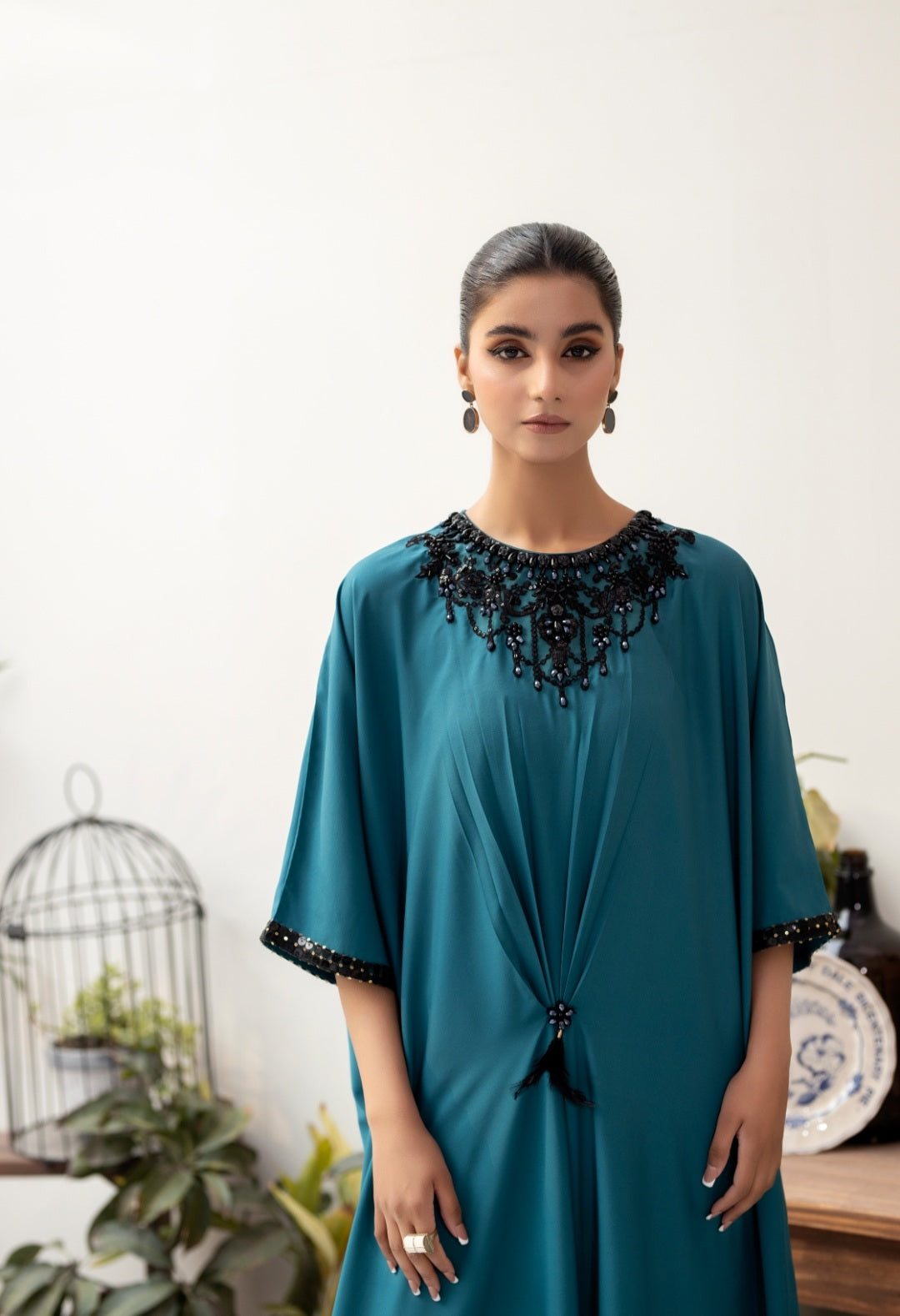 (BLUE) 2 pc grip Kaftan Ready to Wear Dress by Simrans