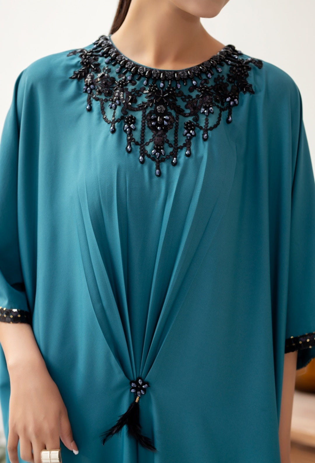 (BLUE) 2 pc grip Kaftan Ready to Wear Dress by Simrans