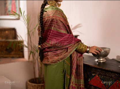 (Green) 3 Pc Embroidered Cotton Collection - Casual lite
