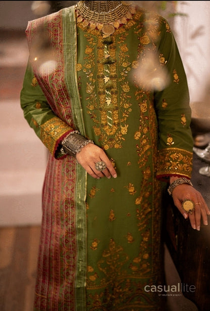 (Green) 3 Pc Embroidered Cotton Collection - Casual lite