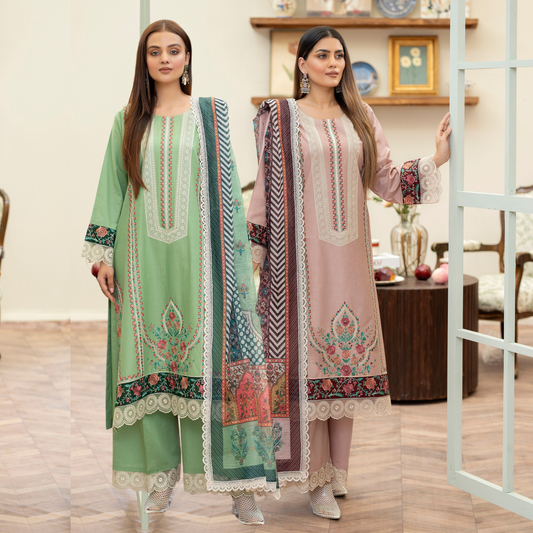 KC-1448 Embroidered Cotton Collection Ready to Wear 3 Pc - Karma Collection